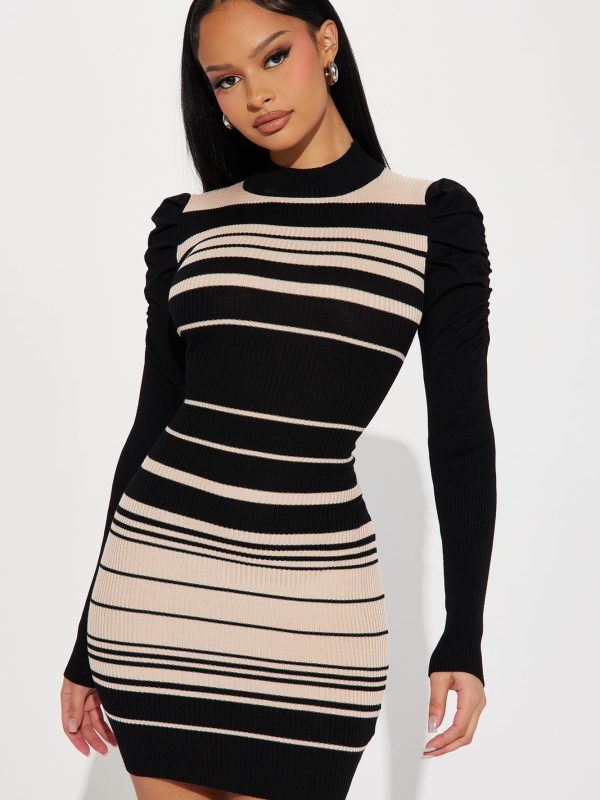 Adelynn Sweater Midi Dress - Taupe/combo