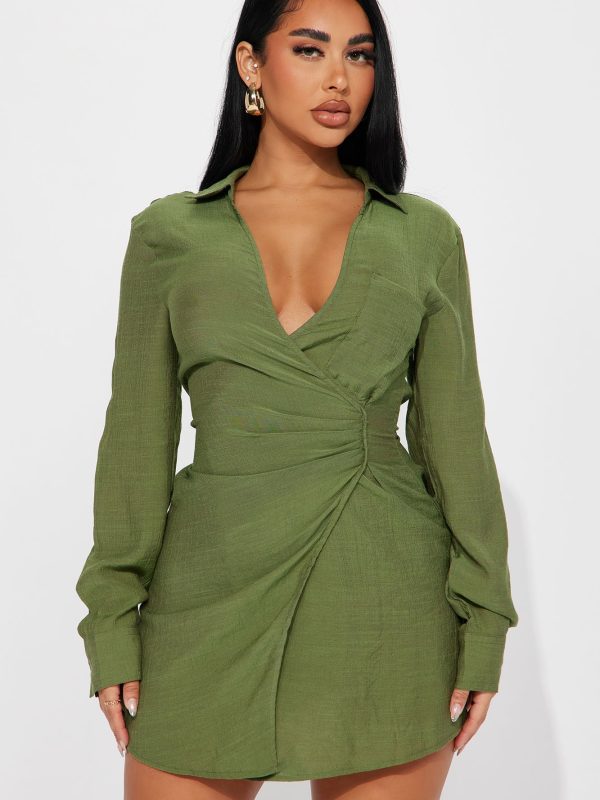 Autumn Nights Mini Dress - Green