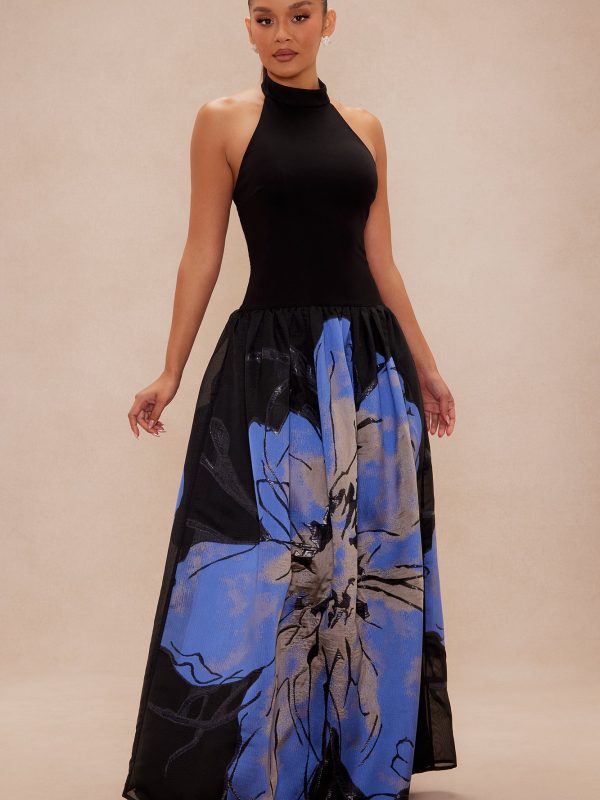 Brielle Embroidered Floral Gown - Blue/combo