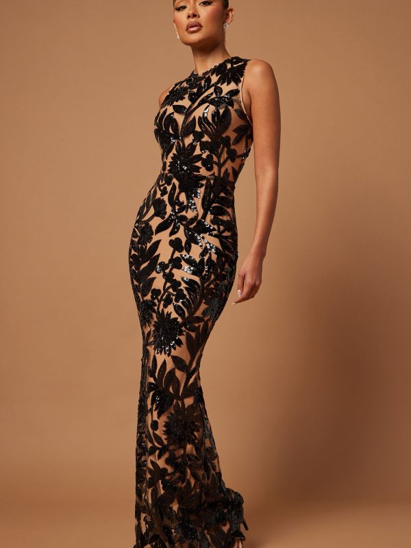 Cindy Sequin Gown - Black