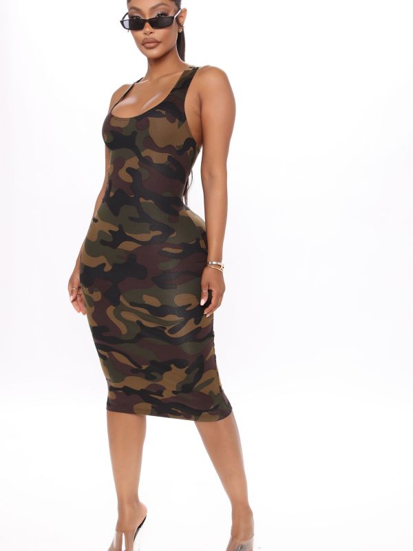 Day Out Printed Midi Dress - Camouflage