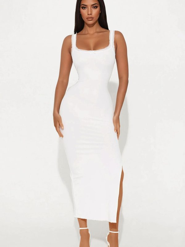 Hadley Ribbed Midi Dress - Off White