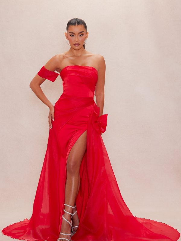 Kate Off Shoulder Gown - Red