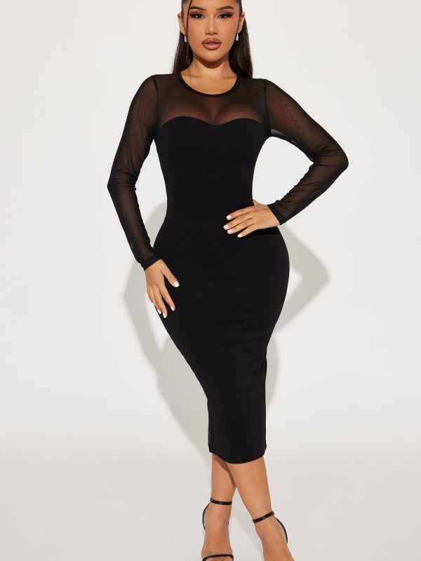 Madison Midi Dress - Black